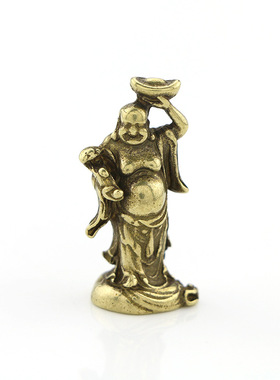 如意实心元宝古玩手把件弥勒佛像