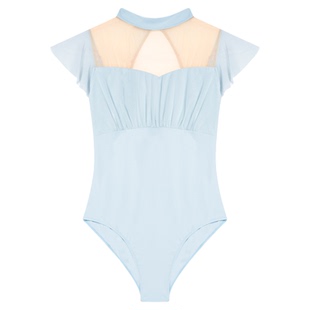 舞蹈服女成人小飞袖芭蕾舞服艺考形体服新款立领练功服高胯体操服