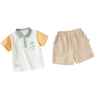 戴维贝拉儿童五分裤套装2026男童新款短袖裤子两件套男宝宝夏装