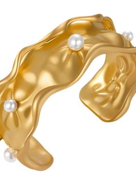 Mixx靡诗荷叶系列露珠手镯新中式优雅气质开口圈女