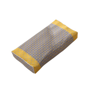 全棉质格纹绣花拼色颈椎荞麦枕柔软可拆卸枕芯外套家用单人枕头