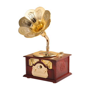复古创意留声机音乐盒摆件八音盒桌面书柜酒柜家居装饰品礼物摆设