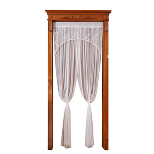 法式门帘蕾丝珍珠纱帘家用免打孔隔断帘卧室厨房卫生间隐私遮挡帘