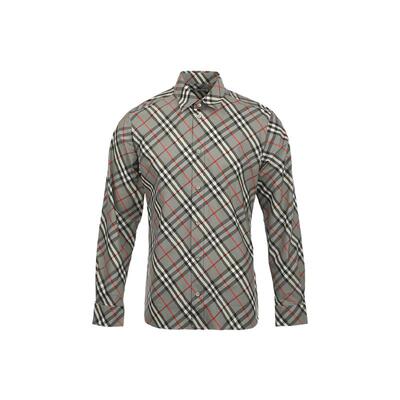 【自营】BURBERRY/博柏利SS25新品格纹棉质宽松男士长袖衬衫开衫