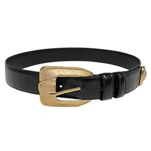 三所vintage复古鳄鱼纹配饰装饰百搭ins风大金扣女士腰带女皮带女