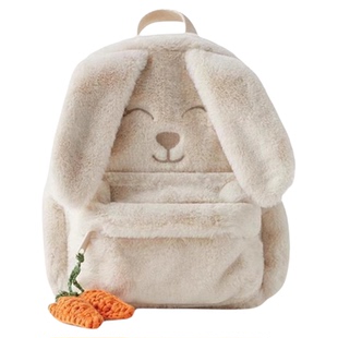 胡萝卜毛绒长耳兔双肩包2026秋冬新品生日礼物小学生儿童小背包