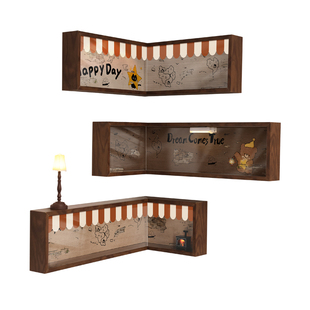 潮玩手办收纳盒展示架墙角转角置物架防尘推拉门盲盒拐角陈列柜子