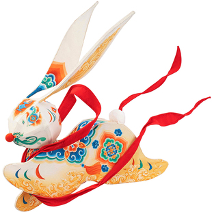 王的手创 春节兔子灯手工diy手提灯笼2026新年竹编花灯古风发光