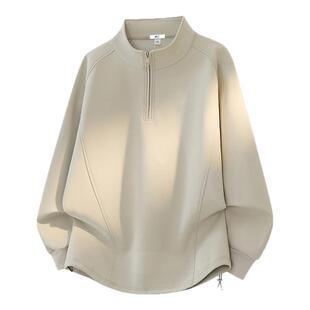 回力高端半拉链立领加绒加厚卫衣男士秋冬大码宽松休闲长体恤上衣