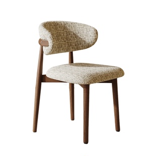 复古实木餐椅家用餐桌椅中古风吃饭椅子北欧靠背软包书桌椅餐凳子