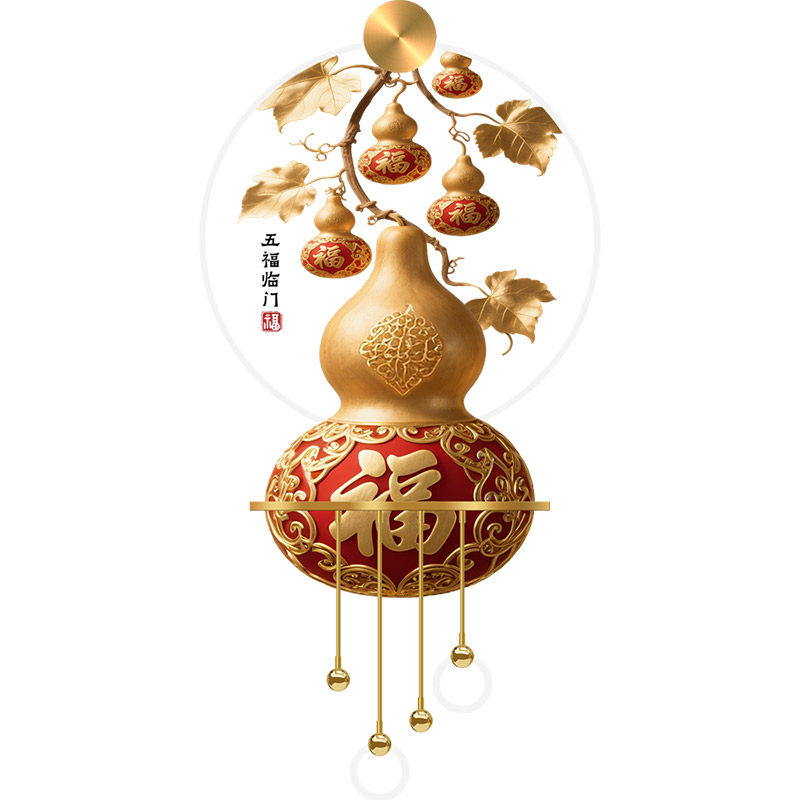 qicho玄关新中式定制葫芦发光画