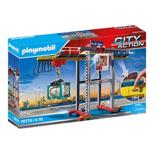 PLAYMOBIL摩比世界儿童玩具货物起重机70770益智玩偶男孩城市英维