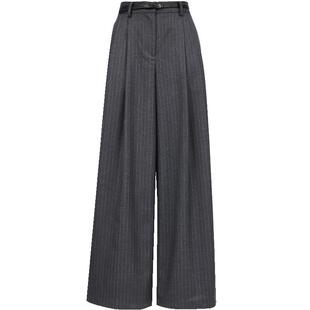 Vero Moda奥莱休闲裤2025秋季新商场同款撞色细条纹阔腿裤子女