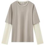 Marc O'Polo/MOP26夏季新款蚕丝混纺假两件宽松圆领长袖T恤女上衣