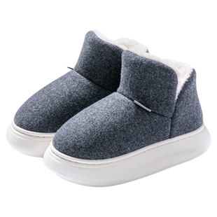 棉拖鞋男女包跟加绒防滑厚底毛毛月子居家室内冬季棉鞋外穿高帮