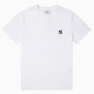 MLB短袖男女装NY小标新款T恤运动服圆领休闲白色半袖3ATSB0153