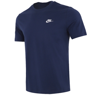 Nike耐克短袖男夏季运动休闲刺绣棉质柔软舒适蓝色T恤AR4999-410