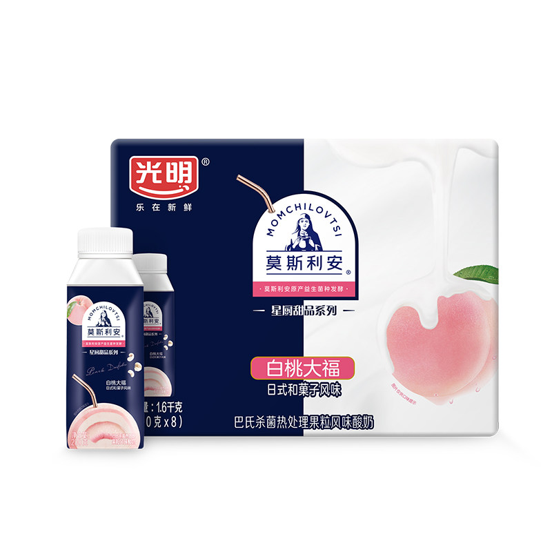 【中秋礼盒】光明莫斯利安常温白桃大福风味酸奶礼盒装200g*8盒