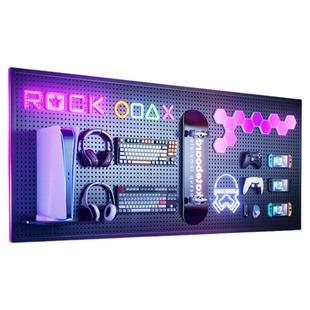 安居客电竞房洞洞板造型墙定制墙上置物架电脑桌挂板收纳展示铁艺