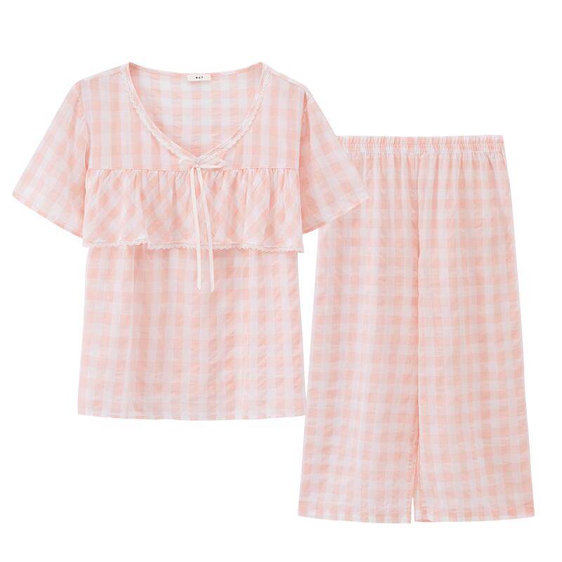 兰卓丽夏天家居服女套装短袖