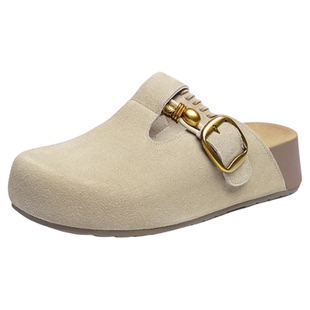 红蜻蜓厚底勃肯鞋女半拖2026春季新款女鞋一脚蹬单鞋百搭增高拖鞋