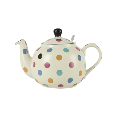 London Pottery 田园米色彩点英式茶壶大容量带滤网下午茶泡茶壶
