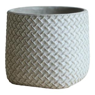 泥器ins北欧简约创意浮雕水泥花盆草编织藤竹篮个性绿植盆器摆件