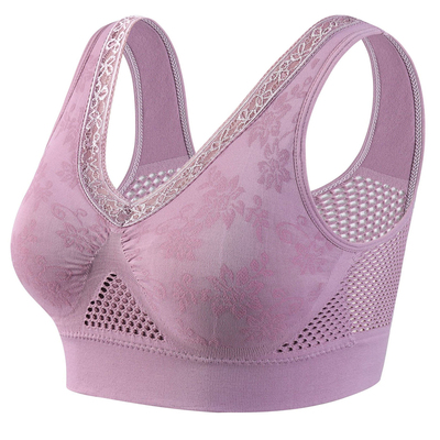 中老年文胸妈妈新款爆款女士妈妈内衣背心式大胸显小蕾丝轻薄美背