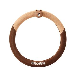 布朗熊冬季毛绒方向盘套汽车女士高级感可爱大众冬天保暖车把套