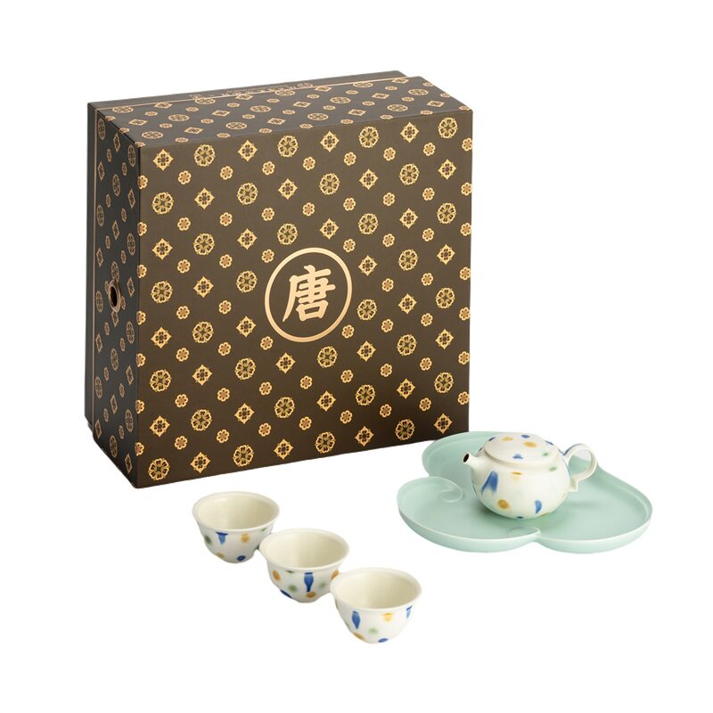 万仟堂唐三彩茶具套装带茶盘