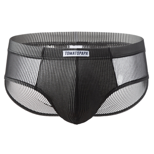 TOMATOPAPA透视网纱三角内裤男透气性感舒适三角裤运动休闲底裤