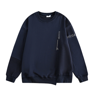 阿于呆原创日系复古不规则毛圈加绒卫衣男秋冬宽松美式休闲上衣女