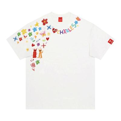 查尔斯桃心手绘卡通涂鸦短袖T恤