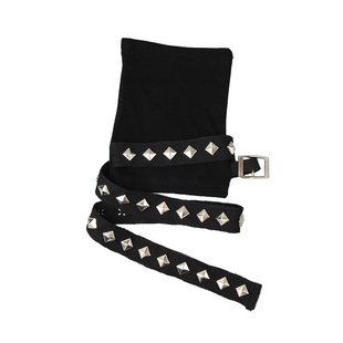 黑化庞克机能风铆钉缠绕护腕个性颓废半指手袖套亚文化女腕带酷帅