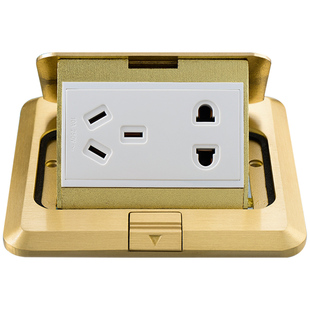 德力西地插座家用全铜隐藏式地面五孔带USB电脑六类网线地插防水