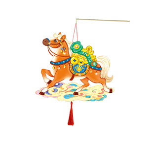 元宵节灯笼2026马音乐灯笼新款发光国风手提制作diy材料儿童花灯