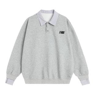 INSstudios 国潮牌美式「假两件空气层翻领卫衣」休闲polo衫上衣