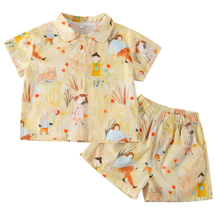 儿童夏季套装男童新中式国风2025新款宝宝女童短袖连衣裙兄妹夏装