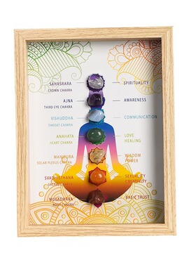 天然水晶七彩七色原石相框摆件