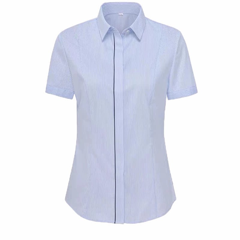 交行衬衫女新款工作服夏装浅蓝色