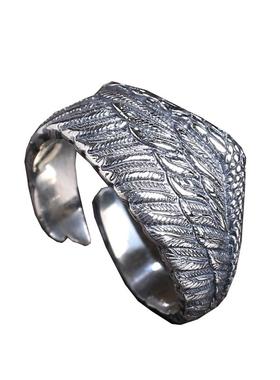 高桥吾郎风格复古天使女羽毛戒指