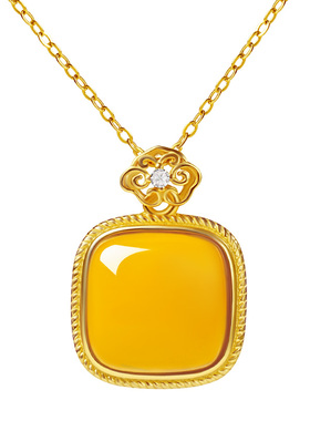 宫里上新天然蜜蜡小方糖项链