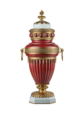 奢华中国红陶瓷罐高端装饰摆件