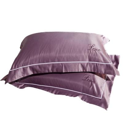 欧式纯棉枕头套一对简约丝绸单人