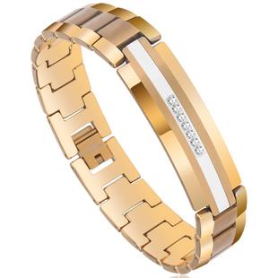 飒雅镀黄金手链男士钨金个性潮流高级感时尚银色手镯男款珠宝首饰