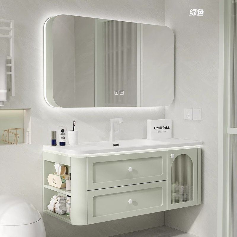 陶瓷一体盆浴室柜组合肤感一体盆智能洗漱台洗手洗脸盆柜侧开收纳,家装主材,浴室柜组合,淘宝优惠券,粉丝福利购,淘宝优惠卷