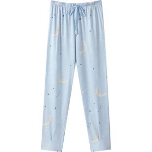 三枪2026春夏新品女士纯棉睡裤宽松束脚印花格子系带长裤家居裤