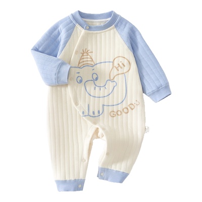 婴儿连体衣秋冬加厚保暖超萌哈衣爬服冬季纯棉新生宝宝外穿棉A类