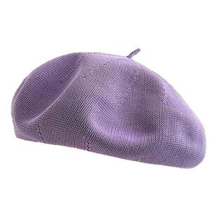 赵露思同款纯色贝雷帽子女春夏出游棉纱薄款透气画家帽百搭南瓜帽