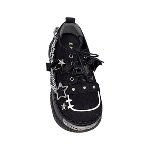 星夜魔女 原创朋克风厚底鞋亚文化y2k辣妹哥特Lolita松糕帆布鞋